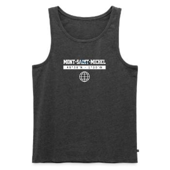 Mont-Saint-Michel Frankreich Koordinaten Souvenir - Männer Premium Bio Tank Top - Anthrazit meliert - Vorne - Michal (187cm)