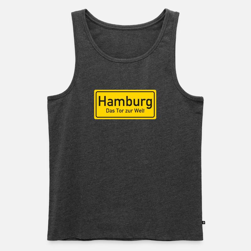 Hamburger Ortsschild Deutschland - Männer Premium Bio Tank Top - Anthrazit meliert