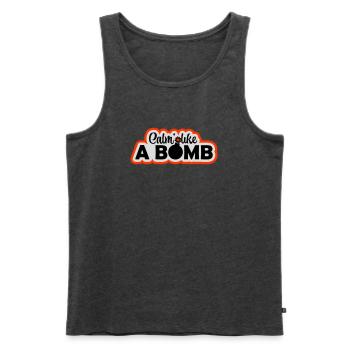 Calm Like Bomb Paradox Irony Humor Explosive Joke - Men's Premium Organic Tank Top - heather anthracite - Front - AI Model Male 178 light (178cm)