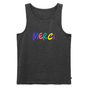 MERCI. MAÎTRESSE. MAÎTRE. MERCI MAÎTRESSE - Débardeur bio Premium Homme - anthracite chiné - Devant - Michal (187cm)