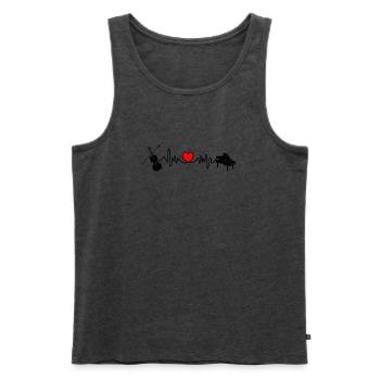 Herzfrequenz Herz-Kreislauf mit Geige und Klavier - Männer Premium Bio Tank Top - Anthrazit meliert - Vorne - Michal (187cm)