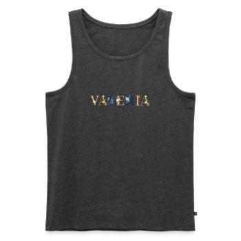 VALERIA Namenskunst mit gestickten Blumen - Männer Premium Bio Tank Top - Anthrazit meliert - Vorne - AI Model Male 178 light (178cm)