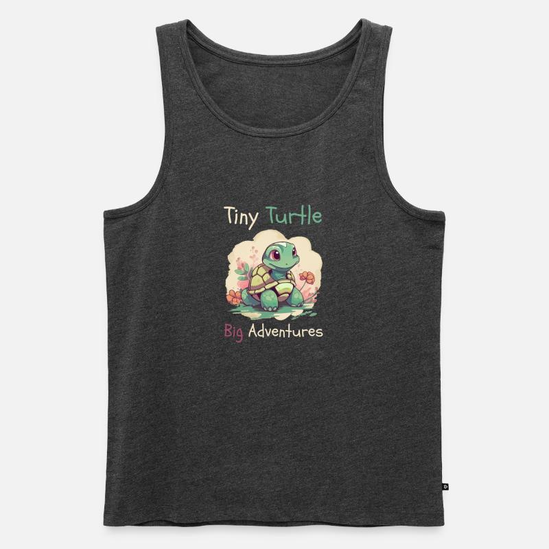 Tiny Turtle Abenteuer Design - Männer Premium Bio Tank Top - Anthrazit meliert