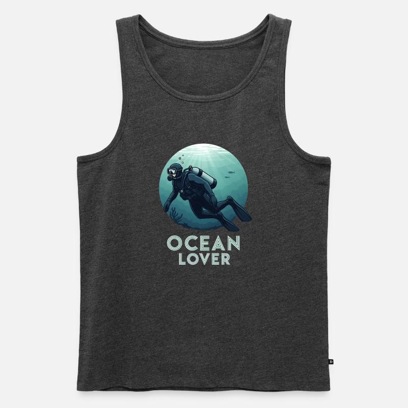 Ocean Lover Taucher - Männer Premium Bio Tank Top - Anthrazit meliert