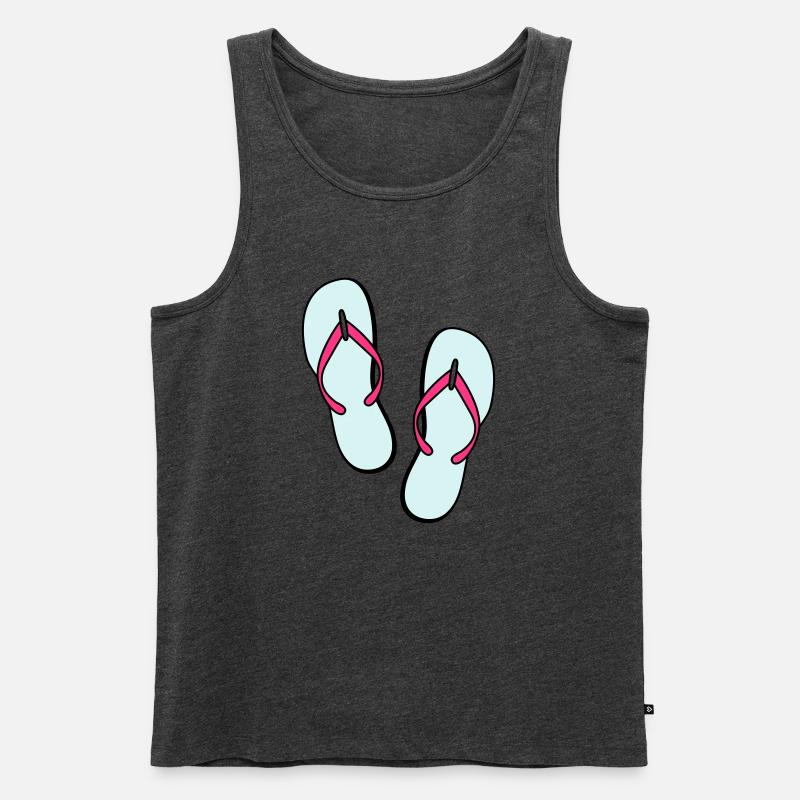flip flops sommer beach strand party - Männer Premium Bio Tank Top - Anthrazit meliert