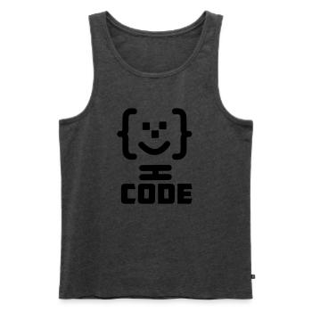 Hauptprogrammierer-Code-Logo mit Text CODE - Männer Premium Bio Tank Top - Anthrazit meliert - Vorne - Michal (187cm)