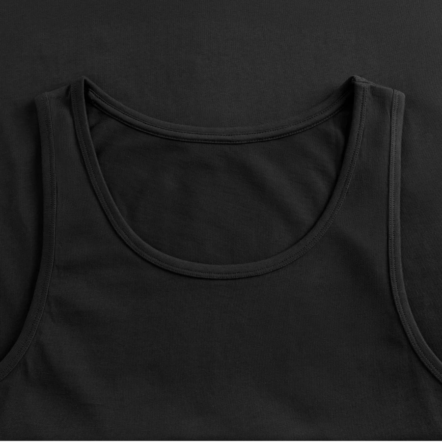 Zermatt badge on a men's premium organic tank top, black, close-up