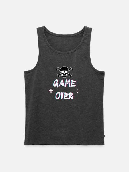 Game over T Shirt - Männer Premium Bio Tank Top - Anthrazit meliert