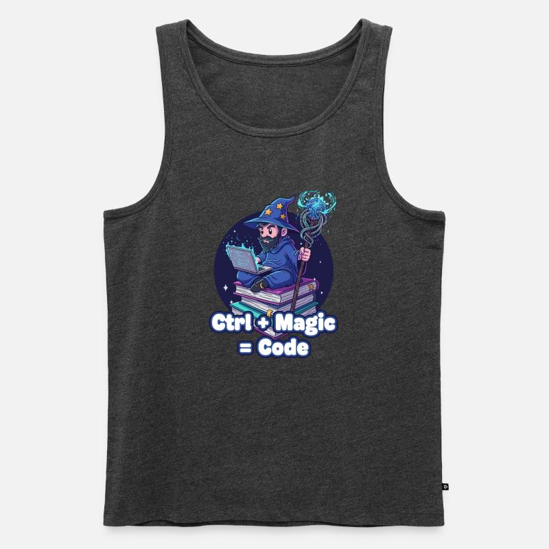 Ctrl Magic Code Zauberer - Männer Premium Bio Tank Top - Anthrazit meliert