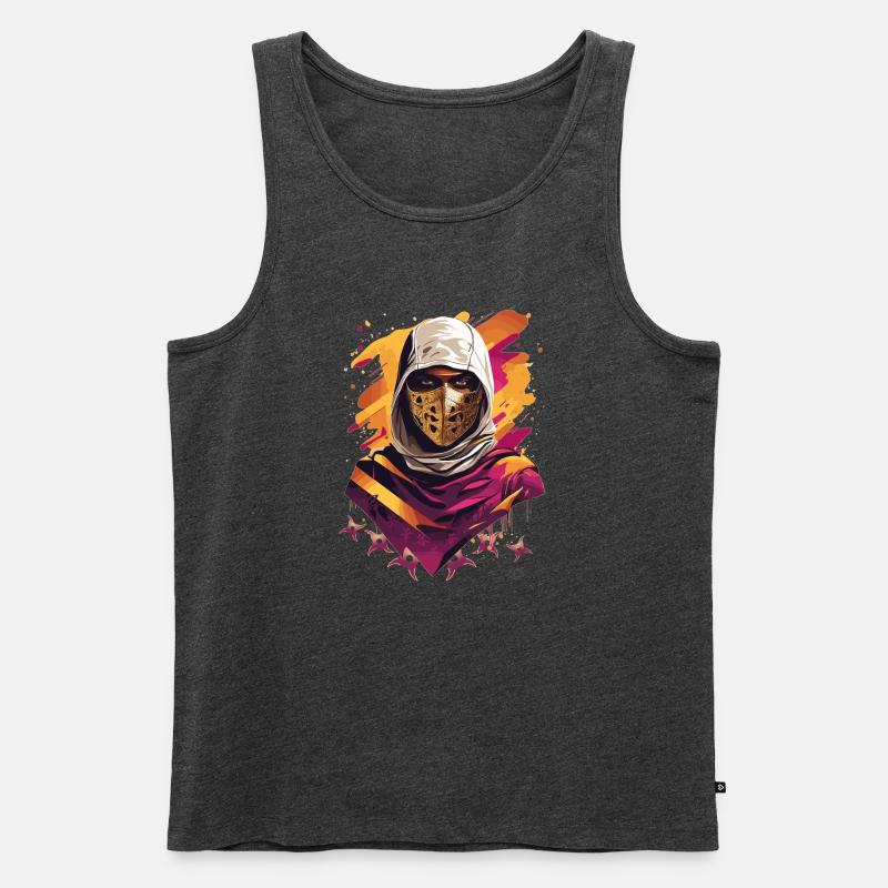 Ninja Samurai Krieger - Männer Premium Bio Tank Top - Anthrazit meliert