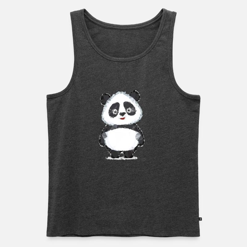 Panda Polygon - Männer Premium Bio Tank Top - Anthrazit meliert