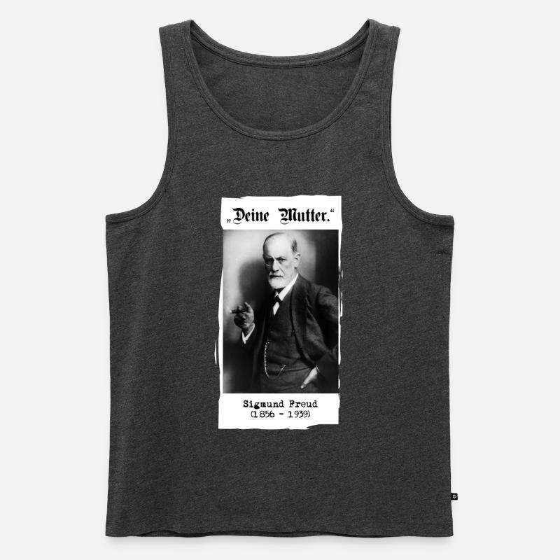 Sigmund Freud - "Deine Mutter." - Männer Premium Bio Tank Top - Anthrazit meliert