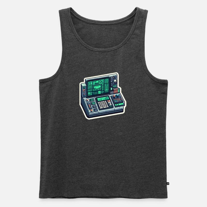 Retro Computer Console Neon - Männer Premium Bio Tank Top - Anthrazit meliert