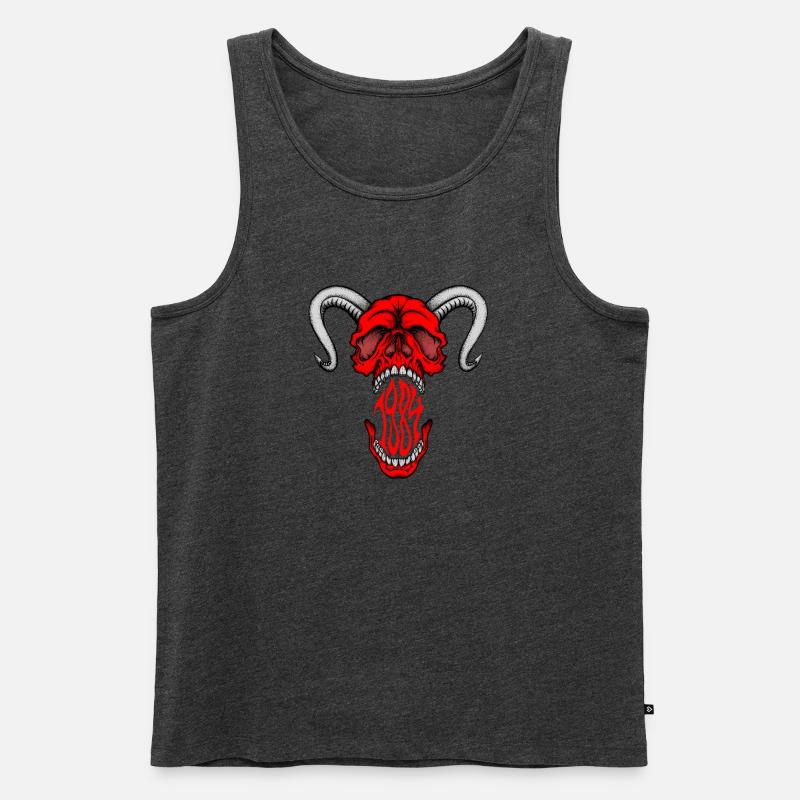 "HELLSKULL – Dämonisches Gebrüll" - Männer Premium Bio Tank Top - Anthrazit meliert