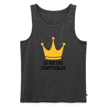 comptable / comptabilité / argent / Finance / Euro - Débardeur bio Premium Homme - anthracite chiné - Devant - AI Model Male 178 light (178cm)