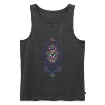 Spiritualität Heilige Geometrie Lotusblume - Männer Premium Bio Tank Top - Anthrazit meliert - Vorne - Michal (187cm)