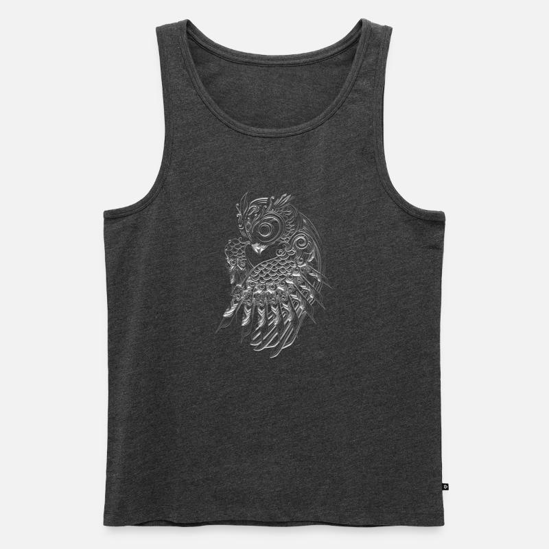 Silbernes Eulen-Design - Männer Premium Bio Tank Top - Anthrazit meliert
