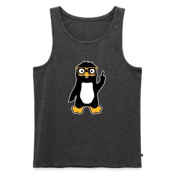 Penguin Geek Lunettes Index Lus Arrogant - Débardeur bio Premium Homme - anthracite chiné - Devant - AI Model Male 178 light (178cm)