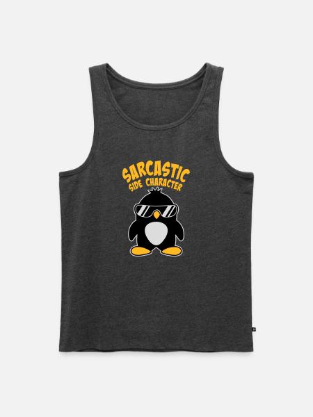 Penguin Sarcastic Side Character Sunglasses Logo - Men's Premium Organic Tank Top - heather anthracite