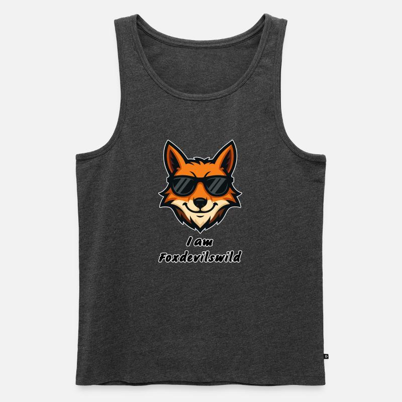 Foxdevilswild - I am Foxdevilswild - be cool - Männer Premium Bio Tank Top - Anthrazit meliert