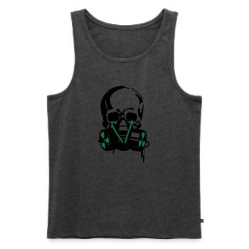 Schädel in Gasmaske  - Männer Premium Bio Tank Top - Anthrazit meliert - Vorne - Michal (187cm)