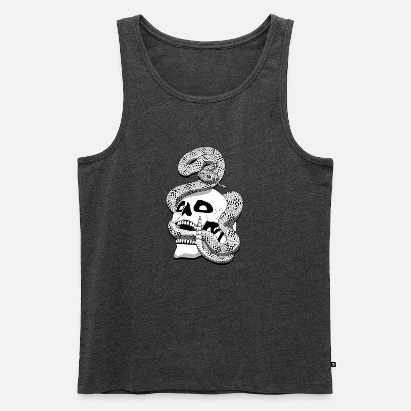 Serpent à sonnette et crâne - Männer Premium Bio Tank Top - Anthrazit meliert