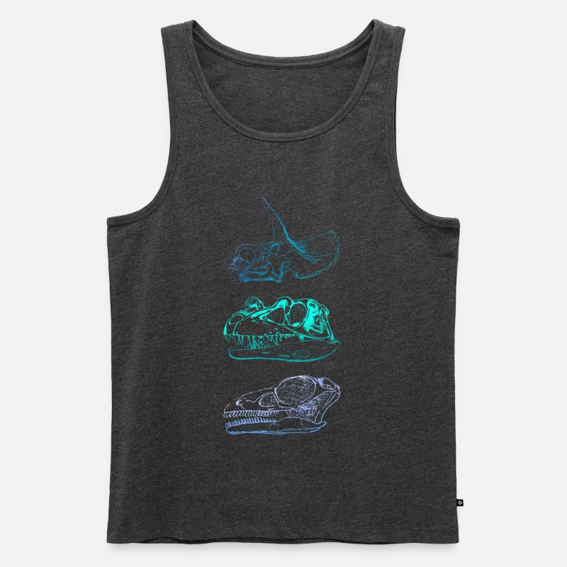 Dinosaur Skulls - Men's Premium Organic Tank Top - heather anthracite