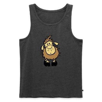 Cute Sheep - Men's Premium Organic Tank Top - heather anthracite - Front - AI Model Male 178 light (178cm)