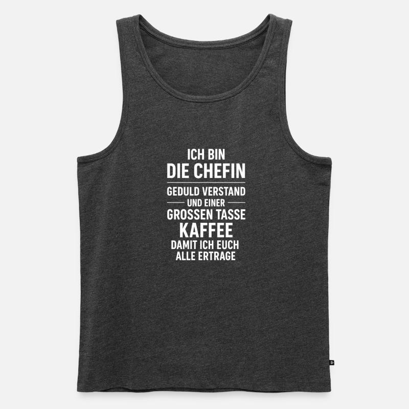 Ich bin die Chefin Kaffeespruch - Männer Premium Bio Tank Top - Anthrazit meliert