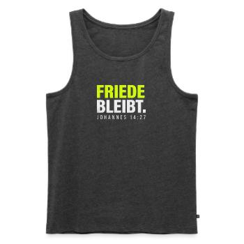 Friede bleibt – Johannes 14,27 - Männer Premium Bio Tank Top - Anthrazit meliert - Vorne - Michal (187cm)