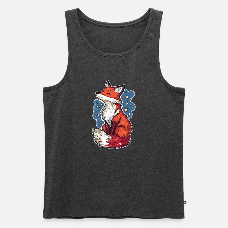 Fuchs und Sternenhimmel - Männer Premium Bio Tank Top - Anthrazit meliert