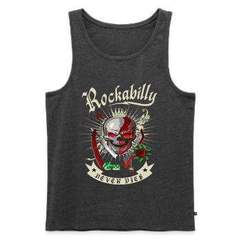 Rockabilly Skull - Männer Premium Bio Tank Top - Anthrazit meliert - Vorne - Michal (187cm)