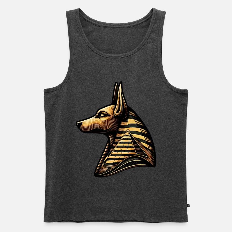 Anubis | Wächter der Gräber Ägypten - Männer Premium Bio Tank Top - Anthrazit meliert