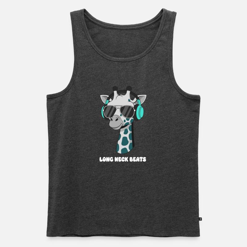GiraffenDJ mit Kopfhörer - Männer Premium Bio Tank Top - Anthrazit meliert