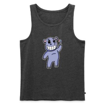 Hippo with toothbrush - Men's Premium Organic Tank Top - heather anthracite - Front - AI Model Male 178 light (178cm)