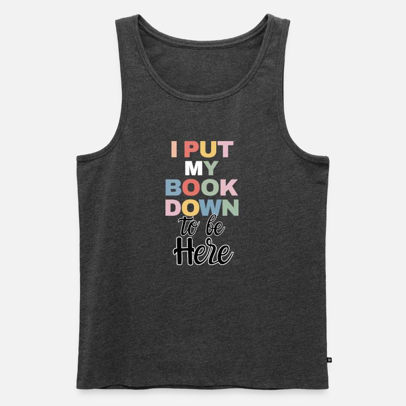 Funny Book Reader Quote Reading - Männer Premium Bio Tank Top - Anthrazit meliert