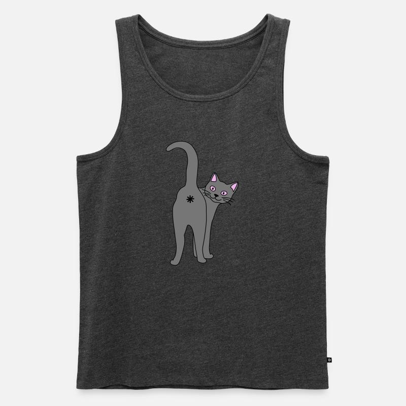 Freche Katze - Männer Premium Bio Tank Top - Anthrazit meliert