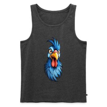 Un coq à plumes bleues - Débardeur bio Premium Homme - anthracite chiné - Devant - AI Model Male 178 light (178cm)