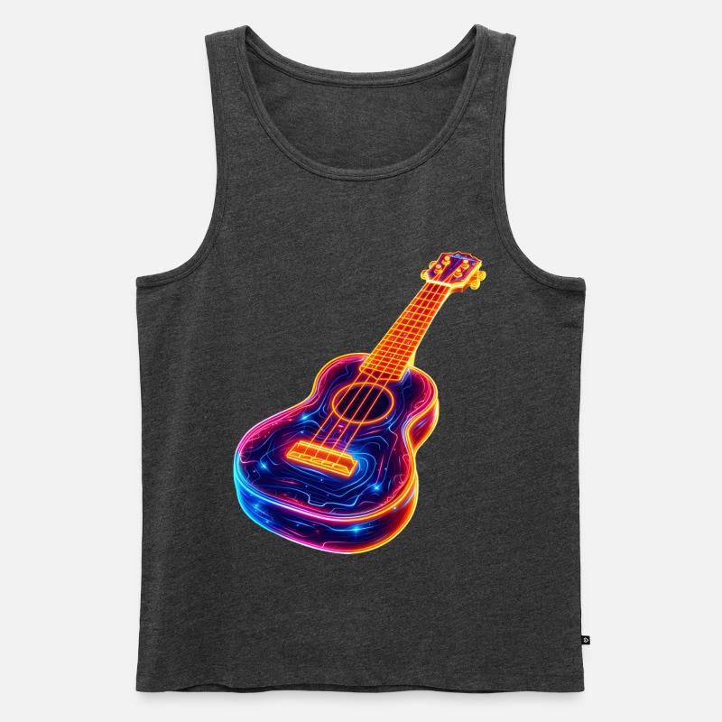 Ukulele Synthwave - Männer Premium Bio Tank Top - Anthrazit meliert