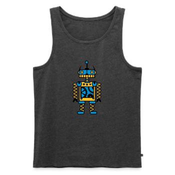 Ein Roboter mit Zahnräder - Männer Premium Bio Tank Top - Anthrazit meliert - Vorne - Michal (187cm)
