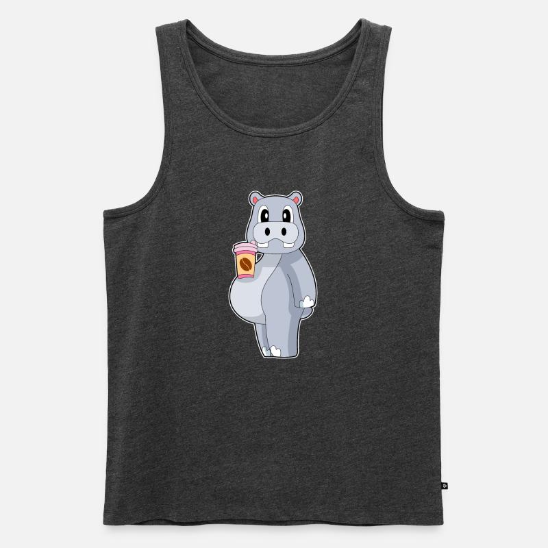 Nilpferd Coffee to go - Männer Premium Bio Tank Top - Anthrazit meliert