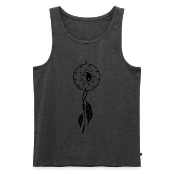 Dreamcatcher with feather and Yin & Yang - Men's Premium Organic Tank Top - heather anthracite - Front - Michal (187cm)