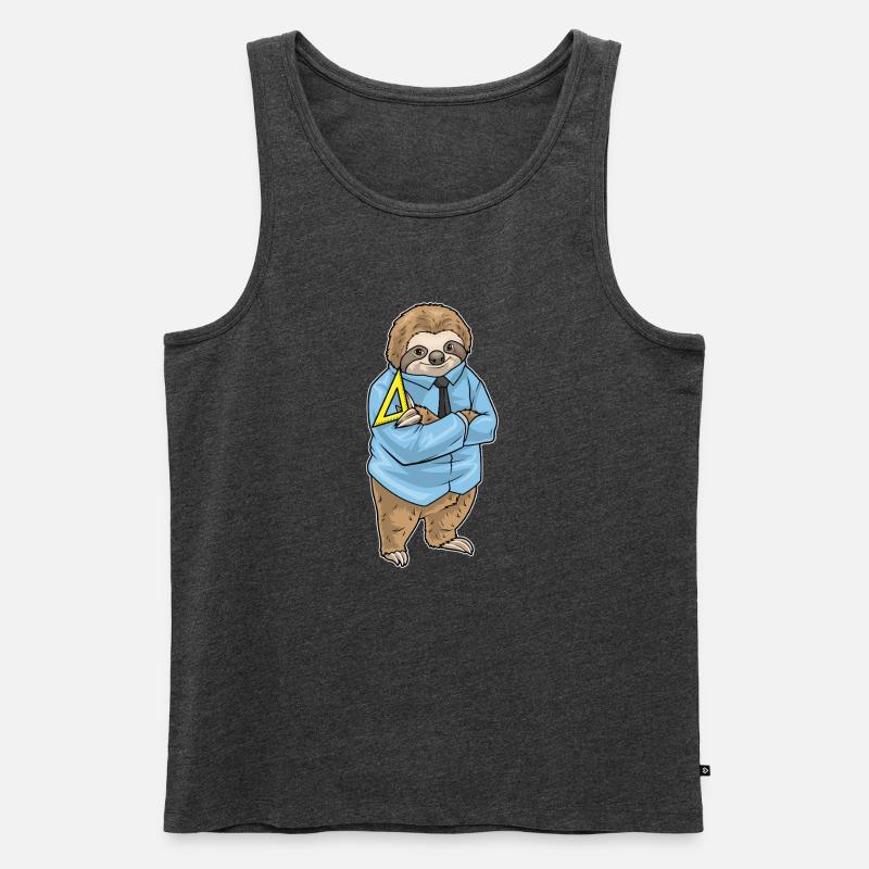 Sloth Math Teacher Triangle - Men's Premium Organic Tank Top - heather anthracite
