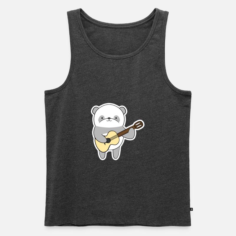 Panda mit Gitarre - Männer Premium Bio Tank Top - Anthrazit meliert