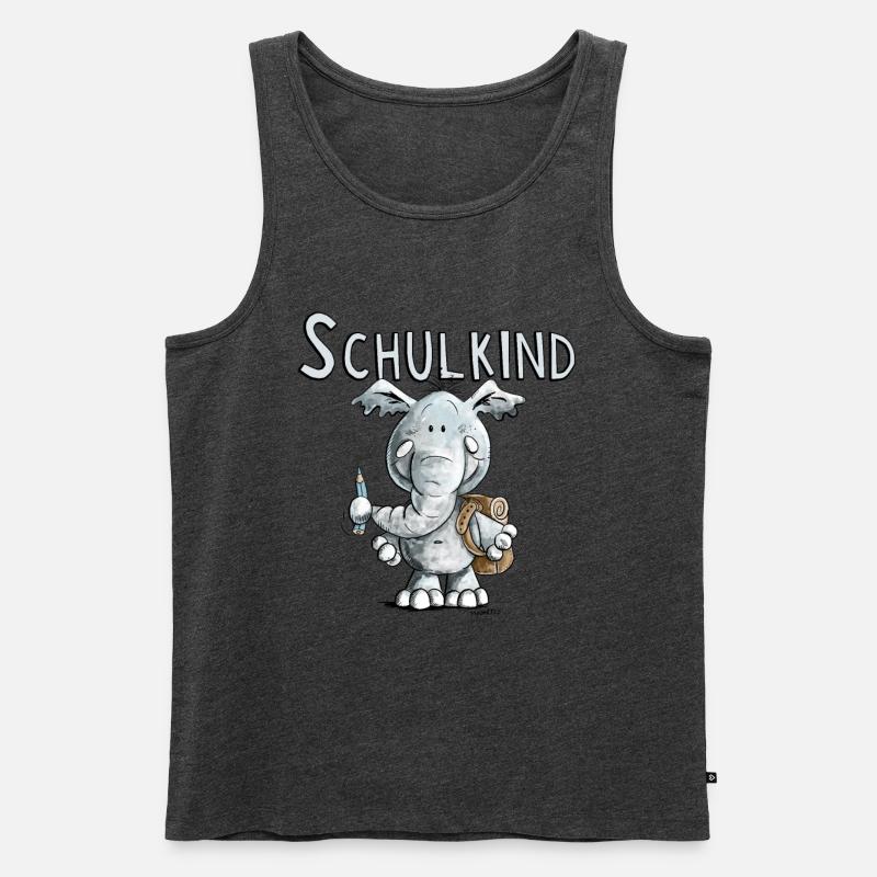 Schulkind Elefant I Einschulung Geschenk - Männer Premium Bio Tank Top - Anthrazit meliert