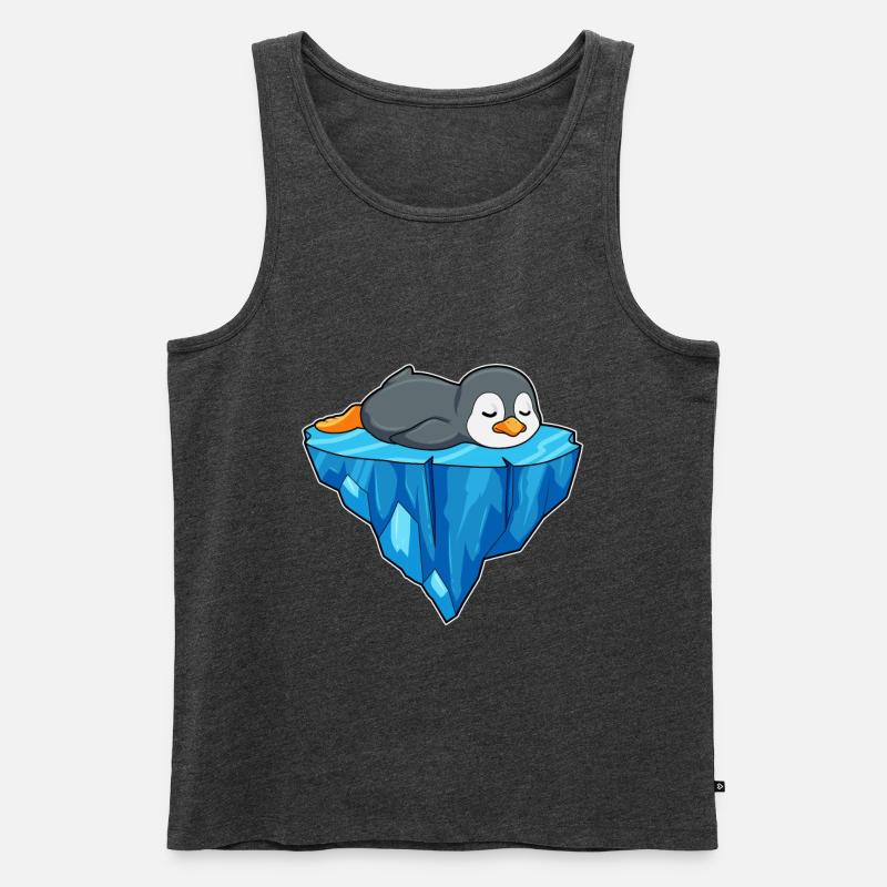 Pinguin auf Eisscholle - Männer Premium Bio Tank Top - Anthrazit meliert