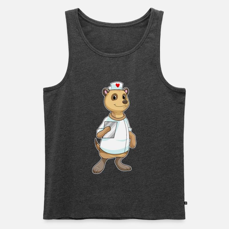 Erdmännchen Krankenschwester Herz - Männer Premium Bio Tank Top - Anthrazit meliert