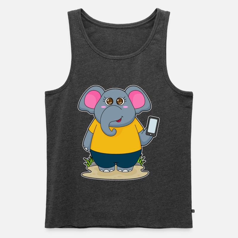 Elefant mit Handy - Männer Premium Bio Tank Top - Anthrazit meliert