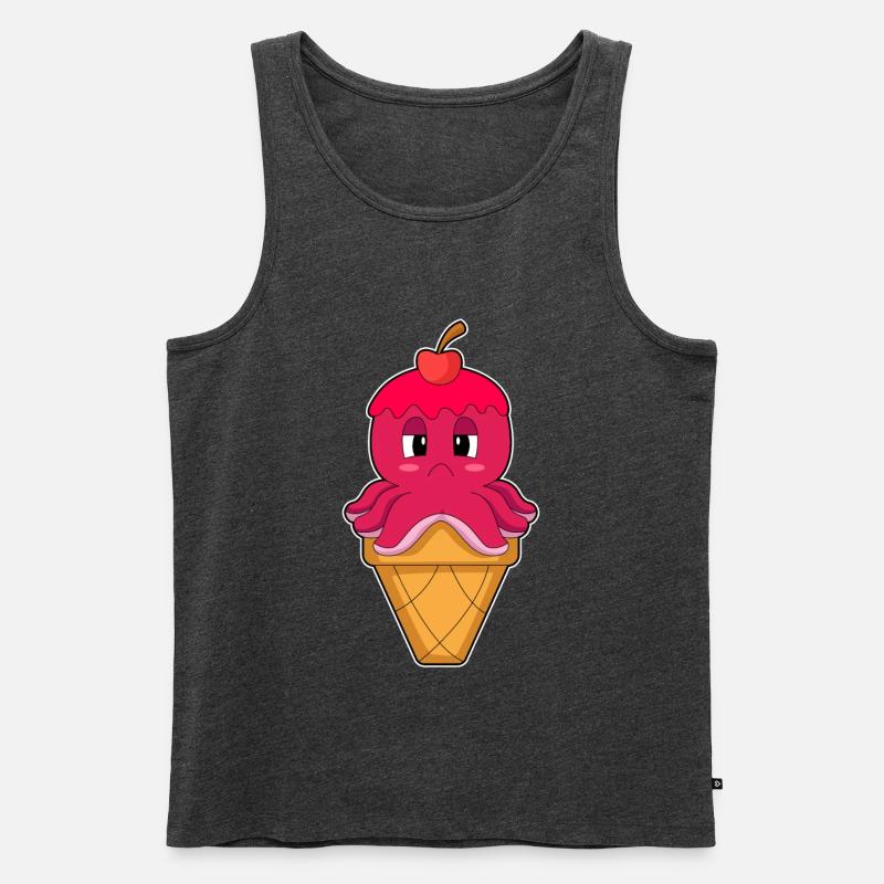 Krake Waffeleis Kirsche - Männer Premium Bio Tank Top - Anthrazit meliert