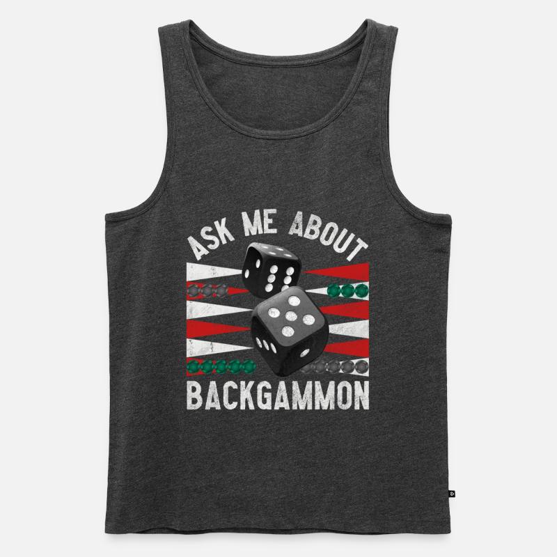 Ask me about BACKGAMMON -Frag´mich über Backgammon - Männer Premium Bio Tank Top - Anthrazit meliert